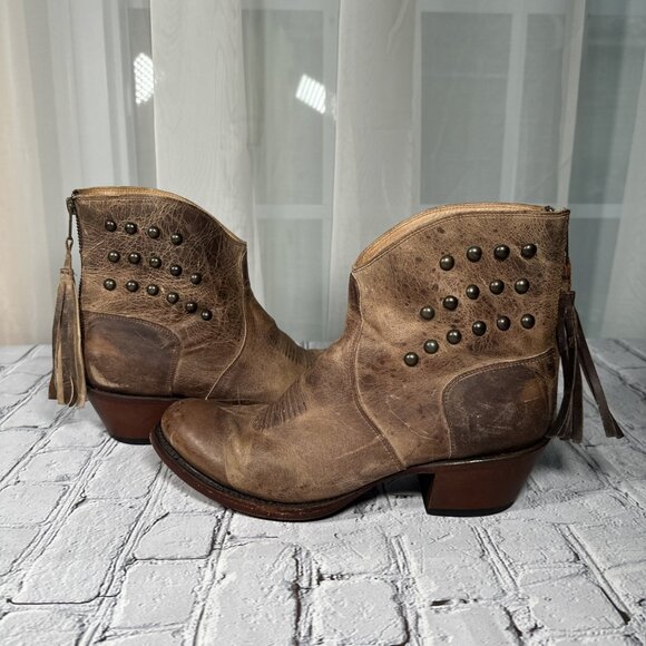 Shyanne Studded Zipper Booties Western Brown Cowgirl Rodeo Women’s Size 9 B - Picture 1 of 16